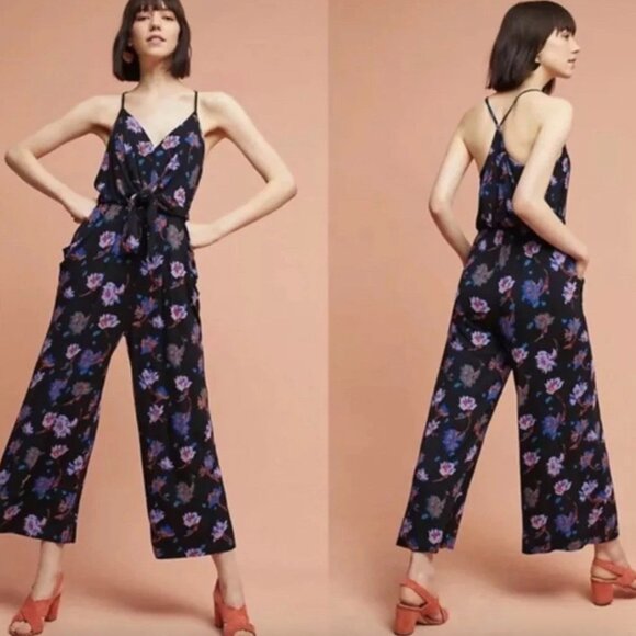 Anthropologie Moulinette Soeurs Sz L Willa Tie-Waist Jumpsuit‎ Women Boho Floral - Picture 4 of 16